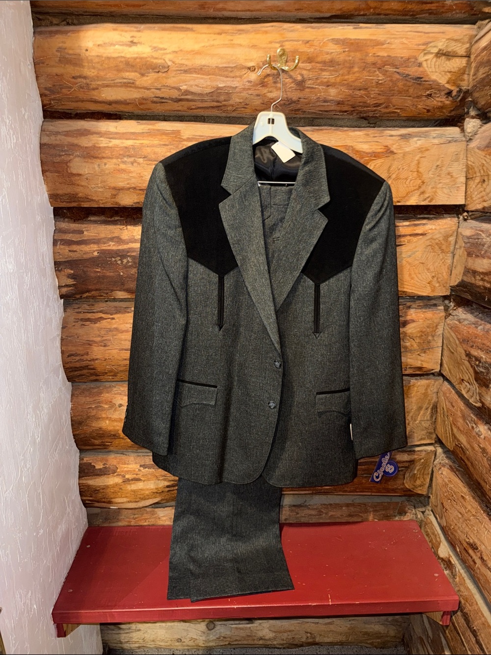 🖤NWT 48R/36 Men's Charcoal Gray Western-Circle S Style Blazer and Trouser Set